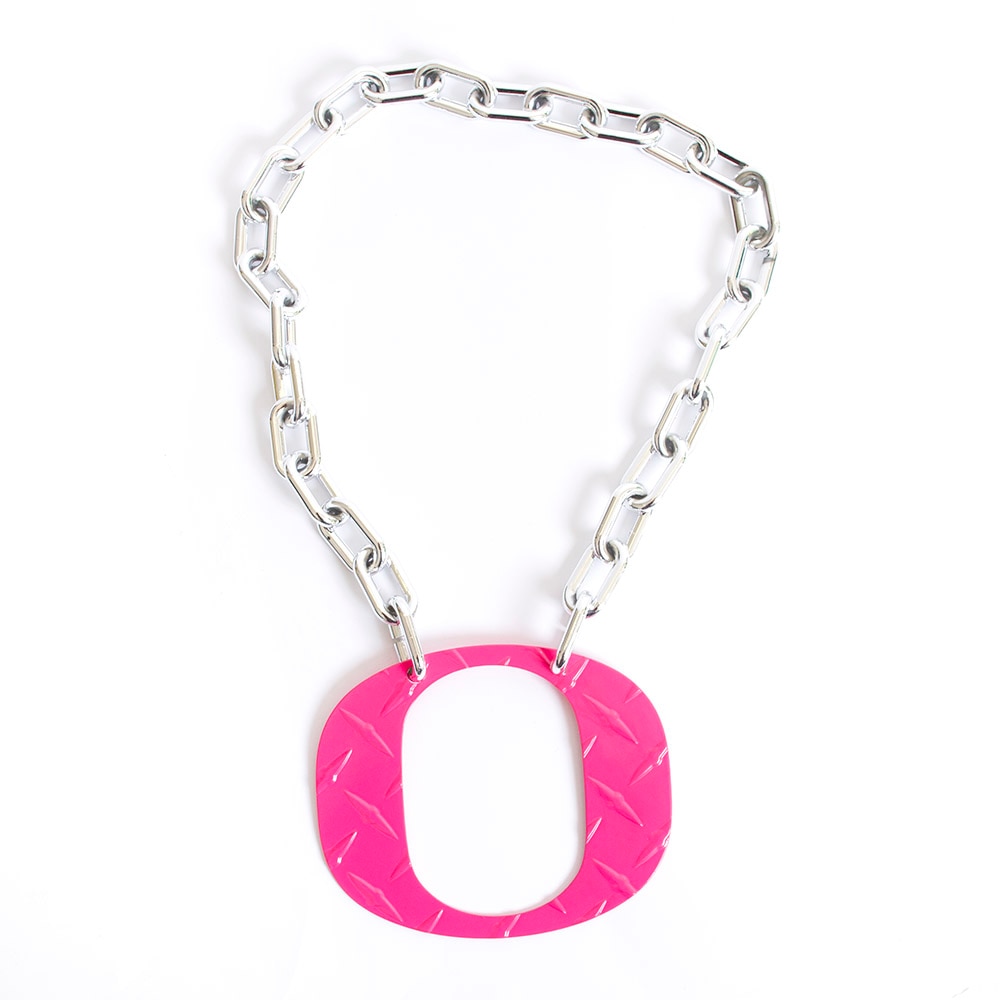 Classic Oregon O, Collegiate Art Design, Necklaces, Metal, Gifts, Diamond Plate design, 256816, Pink